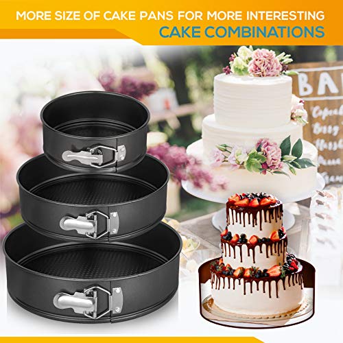 HIWARE Springform Pan Set of 3 Non-stick Leakproof Round Cake Pan Set Includes 3 Pieces 6" 8" 10" - size: 6+8+10 Inch