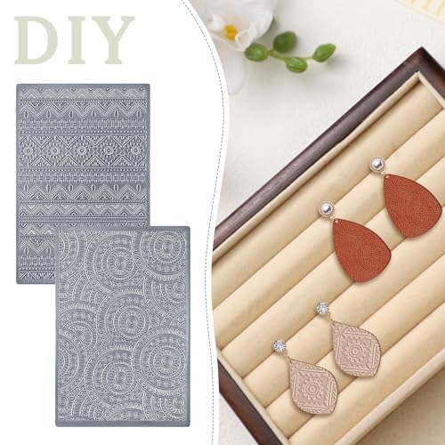 DoubleFill 12 Pcs Polymer Clay Texture Sheets Boho for Jewelry Making - style: Boho