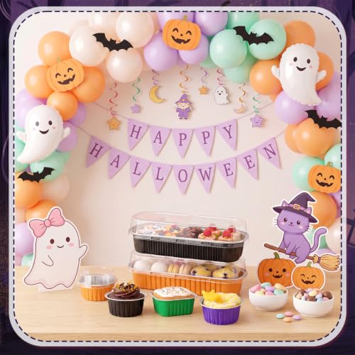 Blushtier 120 Set/240 Pcs Halloween Mini Loaf Pans with Lids and Spoons - color: Dark Colors