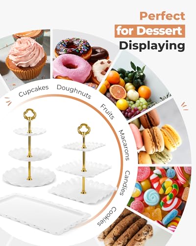 Kootek 10pcs Cupcake Stand Dessert Table Display Set Serving Tray for Party - color: Gold & White, size: 10 Set