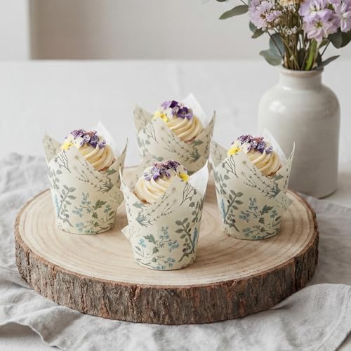 300 Pcs Wildflower Tulip Cupcake Liners for Baking, Wildflower