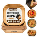 LYHOLKEER Air Fryer Liners Disposable, 400Pcs Nonstick Square Parchment Paper Liners for 5–8 Qt Air Fryers, Compatible with Ninja, Cosori, Chefman, Instant Pot, Oil-Resistant for Easy Cleanup - size: 400PCS 8in Square for 5-8 QT