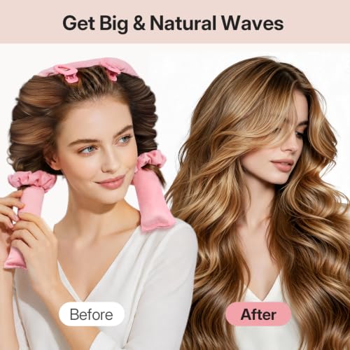 LitBear Jumbo Heatless Curls Overnight Set for Long Thick Hair, Pink