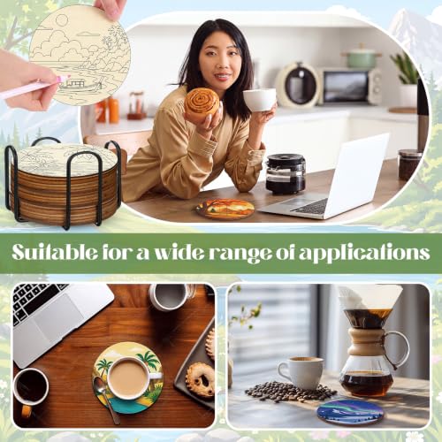 Reallnaive 77 Pcs Wooden Coasters Paint Kit, Scenery - style: Scenery