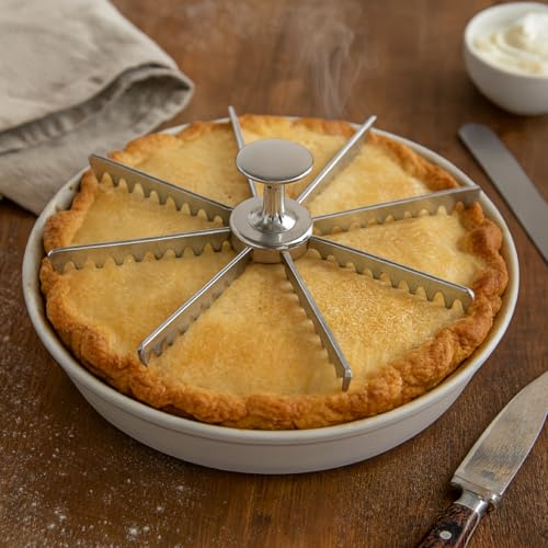 Mrs. Anderson’s Baking Pie Marker, Guideline, and Portion Divider, 8 Slice,Silver - style: Pie Marker