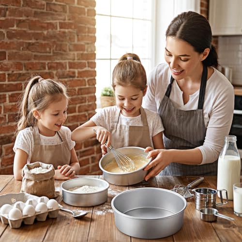 3 Pack Cake Pan Round, 6 inch/8 inch/10 inch Aluminum Baking Pans for Layer Cakes Metal Tier Cake Tins Heavy Duty Non-Stickfor Birthday Wedding Party, Home Kitchen, 3inch Depth