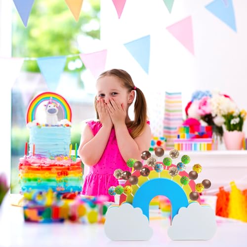 DoubleFill Rainbow Cake Pop Stand, 26 Holes Wooden Display Holder