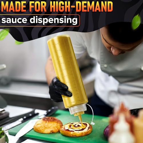 6 Pack 36 oz Plastic Condiment Squeeze Bottles for Sauces, Syrup Bottles