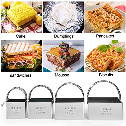 HULISEN Square Biscuit Cutter Set 4-Pc, Cookie Cutters with Handle - style: Square