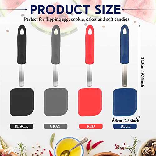 Gejoy 4 Pcs Silicone Turner Nonstick Flexible, Gray, Blue, Black, Red - color: Gray, Blue, Black, Red