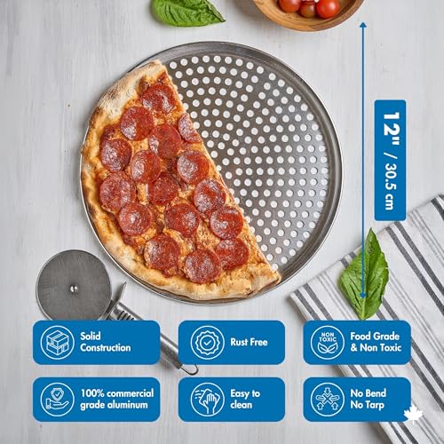 Norjac Pizza Pan with Holes, 10 Inch 2 Pack, Aluminum Pans for Oven, Round, Rust-Free & Heavy-Duty, Perforated Baking Tray for Crispy Crust - size: 10in-2pk