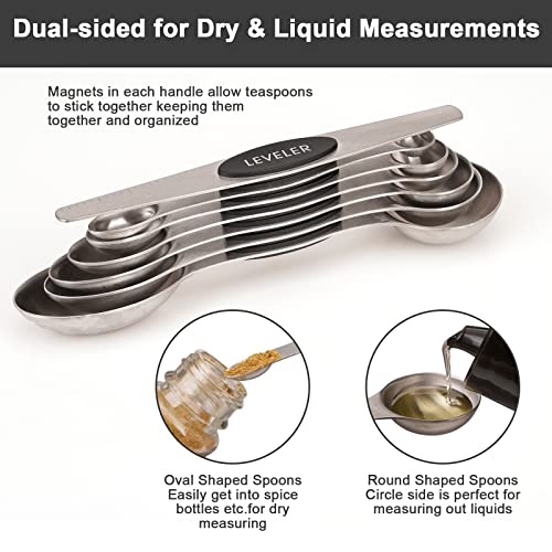 Aovchei 7 PCS Black Magnetic Measuring Spoons Set - size: 7pcs-black