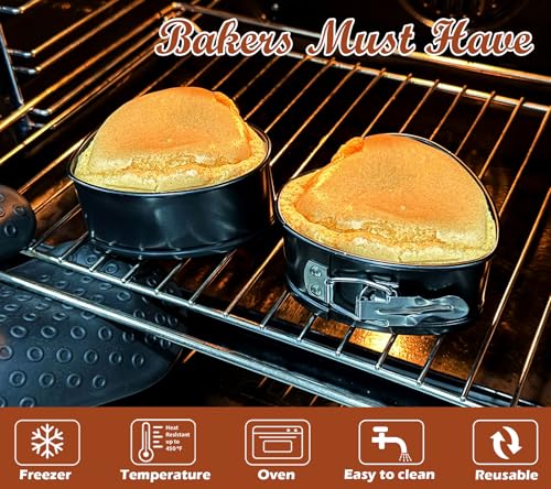 Webake Springform Pan 4 inch Heart Shape Mini Cheesecake Pan Set of 2, Cake Pan Heart Baking Molds Accessories of Instapot, Pressure Cooker, Air Fryer & Christmas, Valentine's Day Baking - size: 4 in Heart