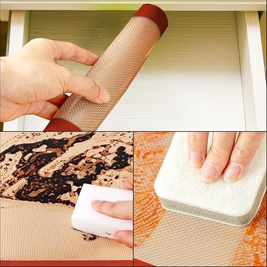 Silicone Baking Mat, 3 Pack Reusable Baking Mat, Non-Stick, Food Safe Silicone Mats for Baking, Oven Baking Sheet for Making Cookies, Macaroons, Bread（Red 0.7mm） - color: Red