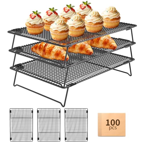 3-Tier Cooling Racks for Cooking and Baking, 17"x11" Heavy Duty - size: 17" x 11"