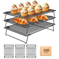 3-Tier Cooling Racks for Cooking and Baking, 17"x11" Heavy Duty - size: 17" x 11"
