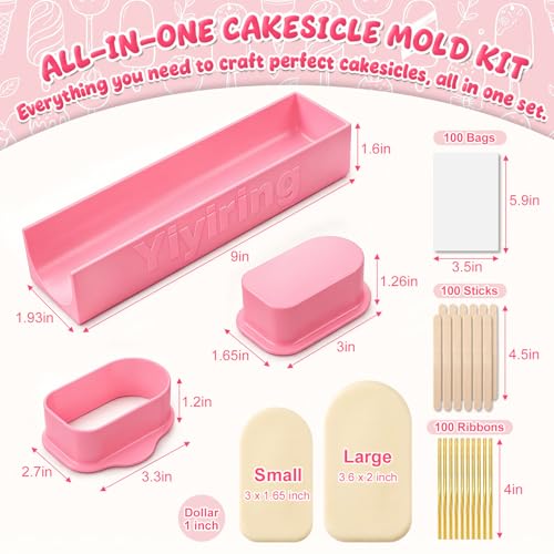 3in Cakesicle Cutter with 9in Tray, Cakesicle Mold Set, Pink - color: Pink, size: 3in, style: Single Slot