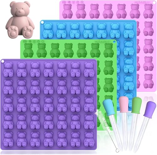 LUSHYUM 4PCS Large 5 ML Gummy Bear Moulds, 140 Total Cavities