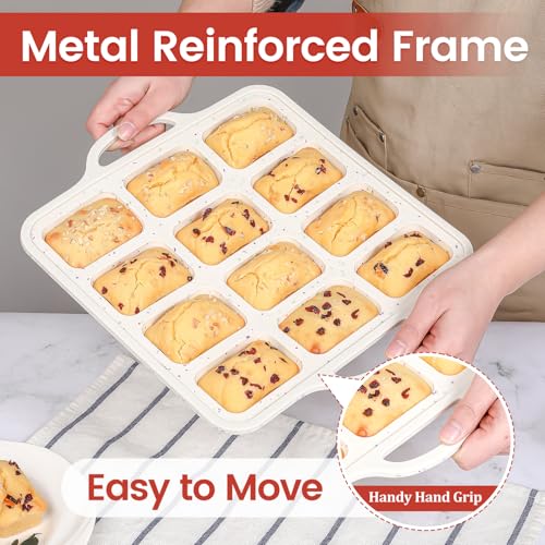 Silicone Mini Loaf Pan with Metal Frame, 12 Cups, Bread Silicone Molds - color: Creamy Confetti, size: Mini 12-cup: 1.9"x2.9"