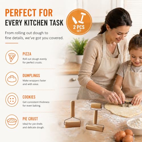 Small Wooden Rolling Pin for Baking, 7 Inch Mini Dough Roller, Non Stick Pizza Roller for Pastry Cookie Tortilla Dumpling Fondant Pie Crust Pasta (GMZ-TH) - size: GMZ-TH