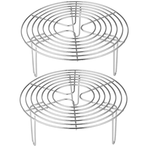 2Pcs Round Steamer Rack and Cooling Rack, Stainless Steel Steamer Rack, Steaming Baking Rack,For various cookware (20x7cm) - size: 20x7cm