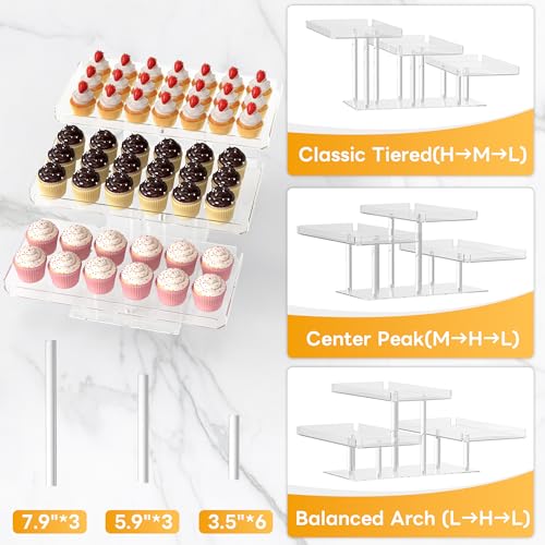 3 Tier Acrylic Cupcake Stand, Transparent Dessert Display - size: 11" x 11" x 2"