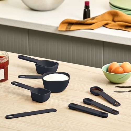 bella 9 Pc Nested Measuring Cup & Spoon Set, BPA & BPS-free nylon, Slate - color: Slate
