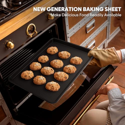 Quarter Sheet Pan Set of 2, 12.8 ” x 9 ”, Cookie Sheets for Baking 0.8mm Thick Non Stick Baking Sheets for Oven Heavy Duty Baking Trays - size: 12.8 × 9 ×1 inch