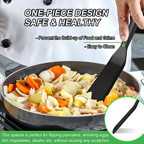 Anaeat Silicone Thin Spatula Set of 2 - Mini Brownie Serving Spatulas - Non Stick Spurtle Turner for Easy Cooking Eggs, Omelet, Pancake, Burgers, Pizza, Steak, Crepes, Heat Resistant & BPA Free - color: 2 Pcs Thin Spatulas (Black), size: Thin Spatulas