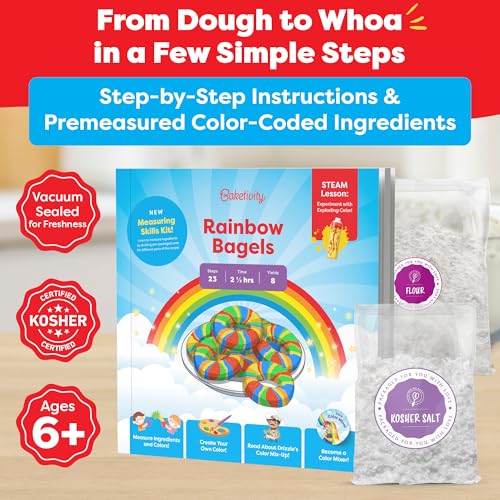 Baketivity Rainbow Bagel Kids Baking Kit with Pre-Measured Ingredients