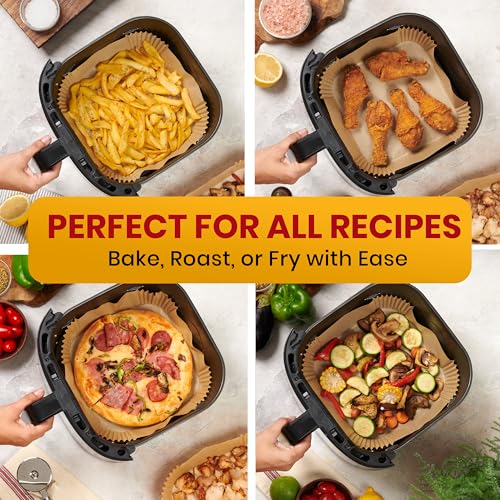 Air Fryer Liners Disposable 600 Pcs, 8" Square Non-Stick Parchment Sheets - color: 8" Square, size: 600 pcs