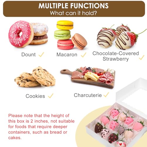 Moretoes 12pcs 8x8x2 Inches Treat Boxes, Cookie Boxes with Window