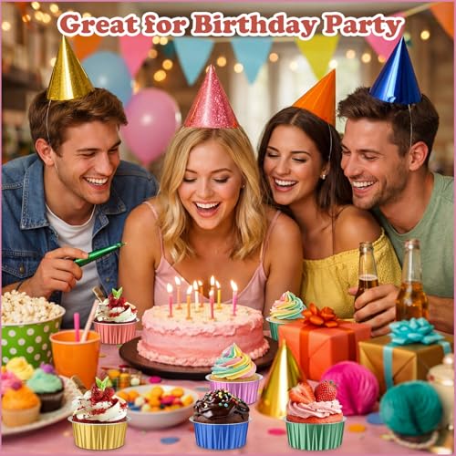 200 Pack Aluminum Cupcake Liners with Lids,Multicolor,Plain - color: Multicolor, style: Plain