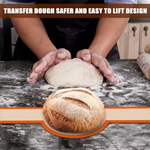 Silicone Bread Sling, Sourdough Transfer, Nonstick, 2 Pack Oval and Round - color: Orange, size: 2 Pieces (Oval and Round)
