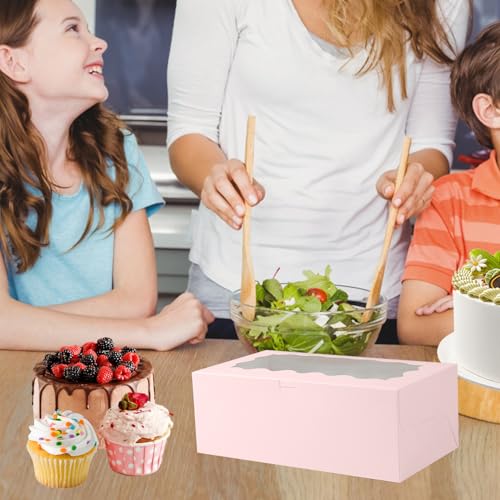 JCD 8 Packs Pink Bento Cake and Cupcake Box 5 Holes Fit 4 Cupcakes and 1 Mini Cakes Cupcake Combo Boxes for Party Bakery Supplies (Pink 1+4/8Pcs) - size: Pink 1+4/8Pcs
