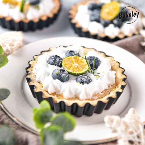 Mini Tart Pan Set, 4-Inch 4pcs with Removable Loose Bottom Non-Stick Round Quiche Bakeware for Oven and Instant Pot Baking (Black) - size: 4" Round Mini 4Pcs (Black)