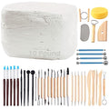ReArt Natural Air-Dry Clay, Pottery Clay10LBs with 40 Pcs Pottery Tools Clay Sculpting Tool Set, All-Purpose Modeling Clay (White) - color: White