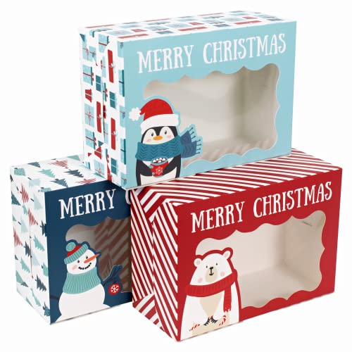 Christmas Cookie Boxes - 12 Pack - Assorted Bakery Gift Boxes with Window - color: Christmas Characters