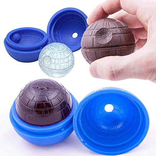 Ice Cube Mold 2 Pack Silicone 3D Space Station Ice Molds Sphere Big Ice Ball Maker for Whiskey, Bourbon and Cola (2)
