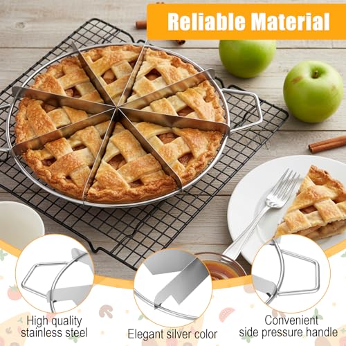 2 Pieces Stainless Steel Pie Cutter And Cake Slicer Set, 8-Cut And 6-Cut Round Divider With Side Handles For Even Slices, Rust Proof For Commercial Home Baking