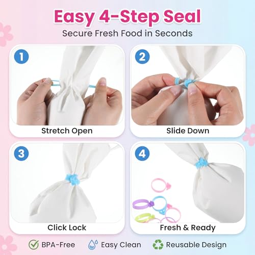 4 Color Reusable Silicone Pastry Bag Ties, 40 PCS Piping Bag Ties