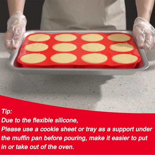 Redfly 3 Pack Silicone Muffin Pans for Baking & Cupcake Pan - 12 Cup Regular Size Silicone Molds, BPA Free Egg Bites Mold - color: Red, size: 3pcs: 12-Cup