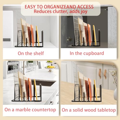 cookie sheet organizer for cabinet for Cutting Boards Baking Sheets, Cookie Pans, Cooling Small Racks Storage Stand and Bakeware,Kitchen Cabinet Countertop Organizer (Black - 1pack)