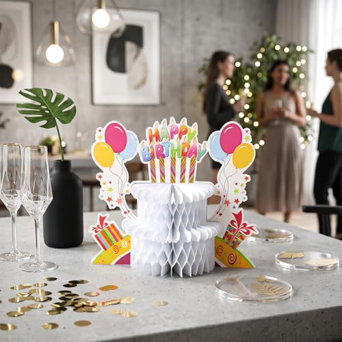 2Pk Honeycomb Cake Centerpiece, Easy Assemble Birthday Decor