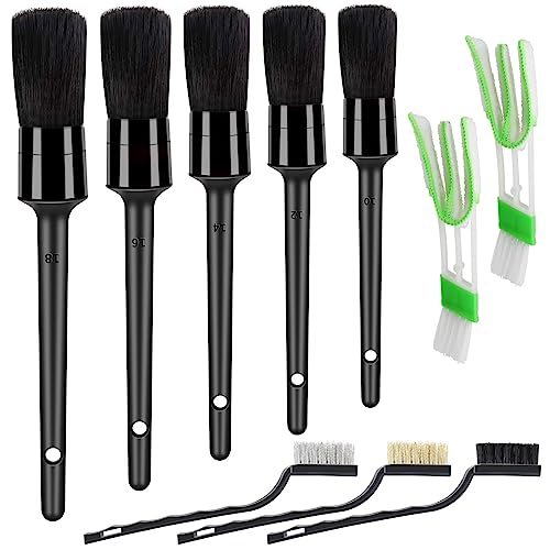 HMPLL 10pcs Detailing Brush Set, Multi-Purpose Car Detailing Brushes - color: black-10pcs