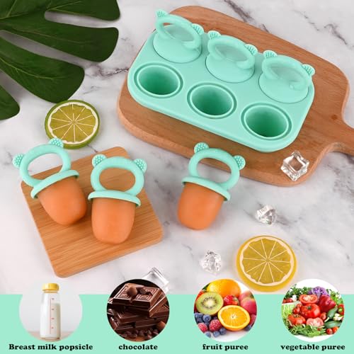 HUAKENER Mini Popsicle Molds, Silicone Popsicle Mold for Toddlers - color: Green