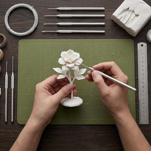 DIYOOHOMY 10 Pcs Clay Needle Tool Set, Metal Pin Polymer Air Dry Clay Sculpting Tools for Pottery Carving Scoring Dotting Modeling, Ceramic Detail DIY Craft Supplies - color: White-5