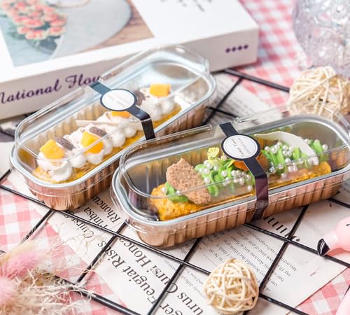 NPLUX Mini Halloween Baking Pans with Lids, 6.8oz 50 Pack for Parties - color: Champagne