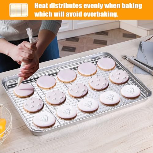 Homikit 20x14 Inch XL Stainless Steel Baking Sheet with Cooling Rack Set - size: 20x14x1.2