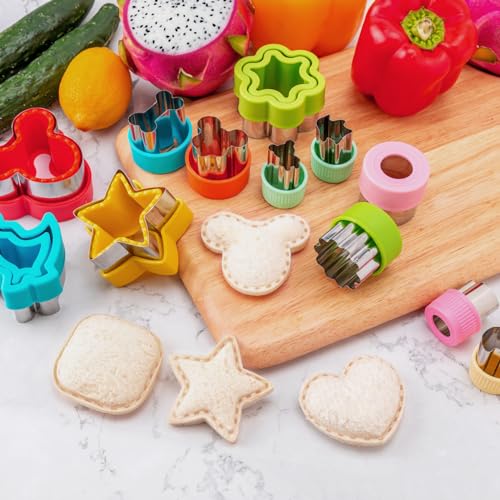 Nifogo Sandwich Cutter for Kids Lunch 48 Pcs (LARGE) - color: H-Orange Green 48pcs